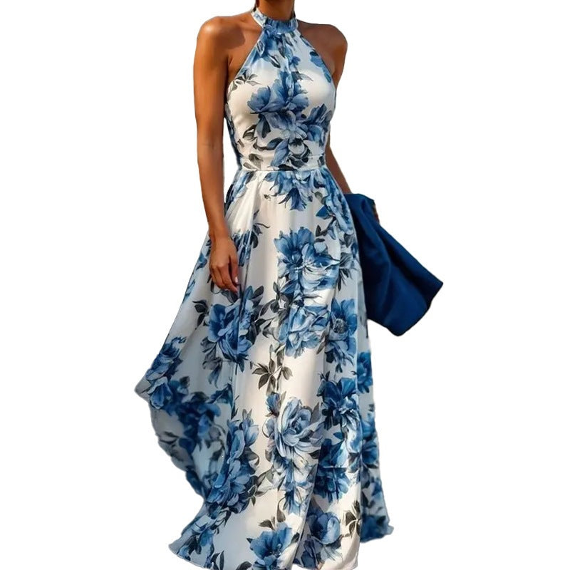 Spring New Women's Dress Elegant Sexy Printed Long Fitted Dress