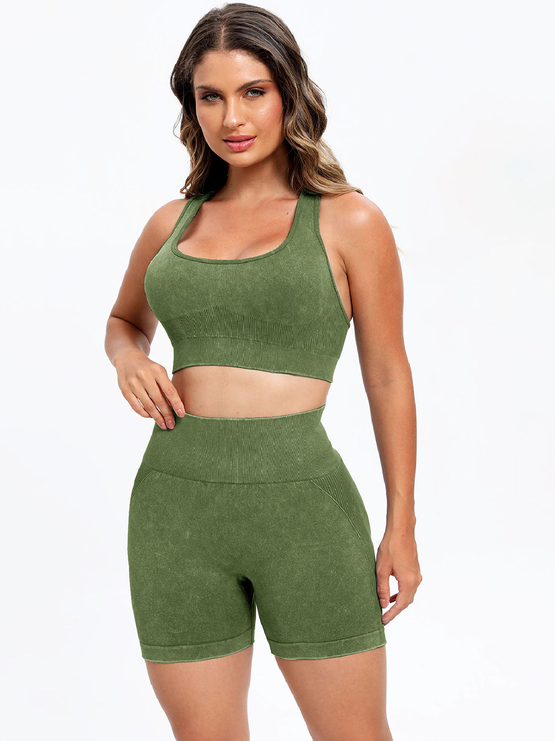 Scoop Neck Wide Strap Top and Shorts Active Set