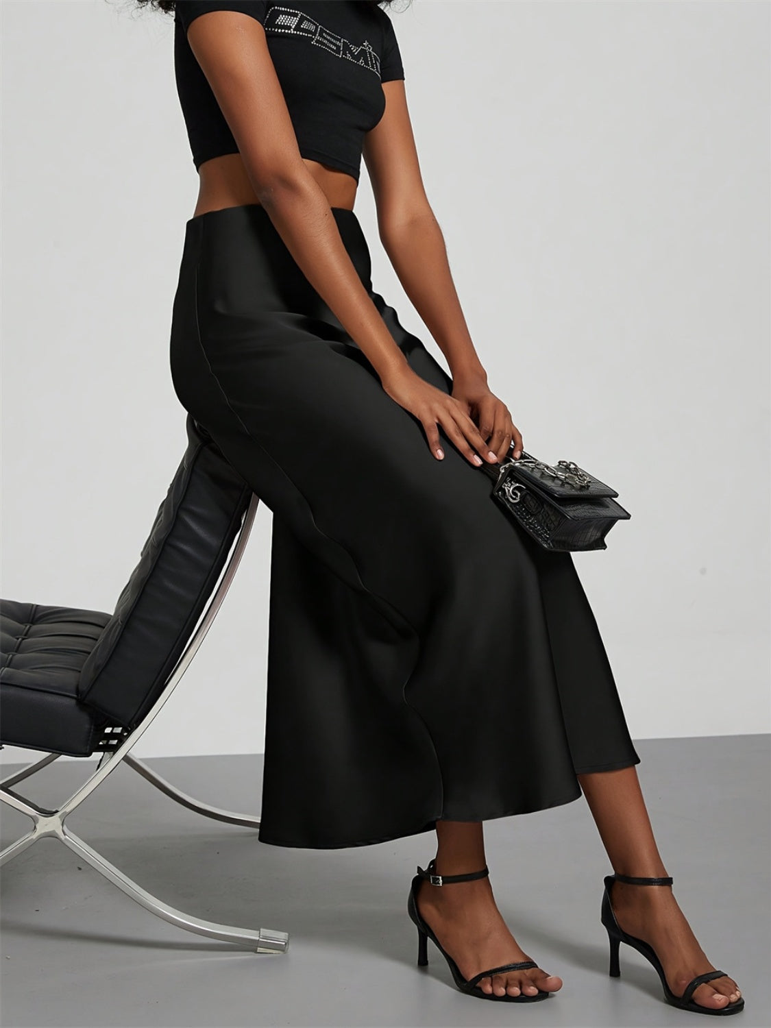 High Rise Midi Skirt