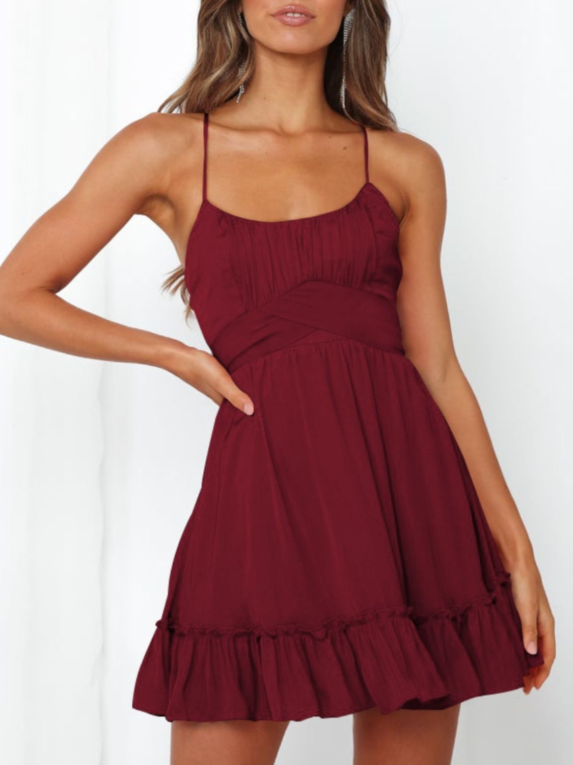 Tied Crisscross Scoop Neck Cami Dress - Dash Trend 