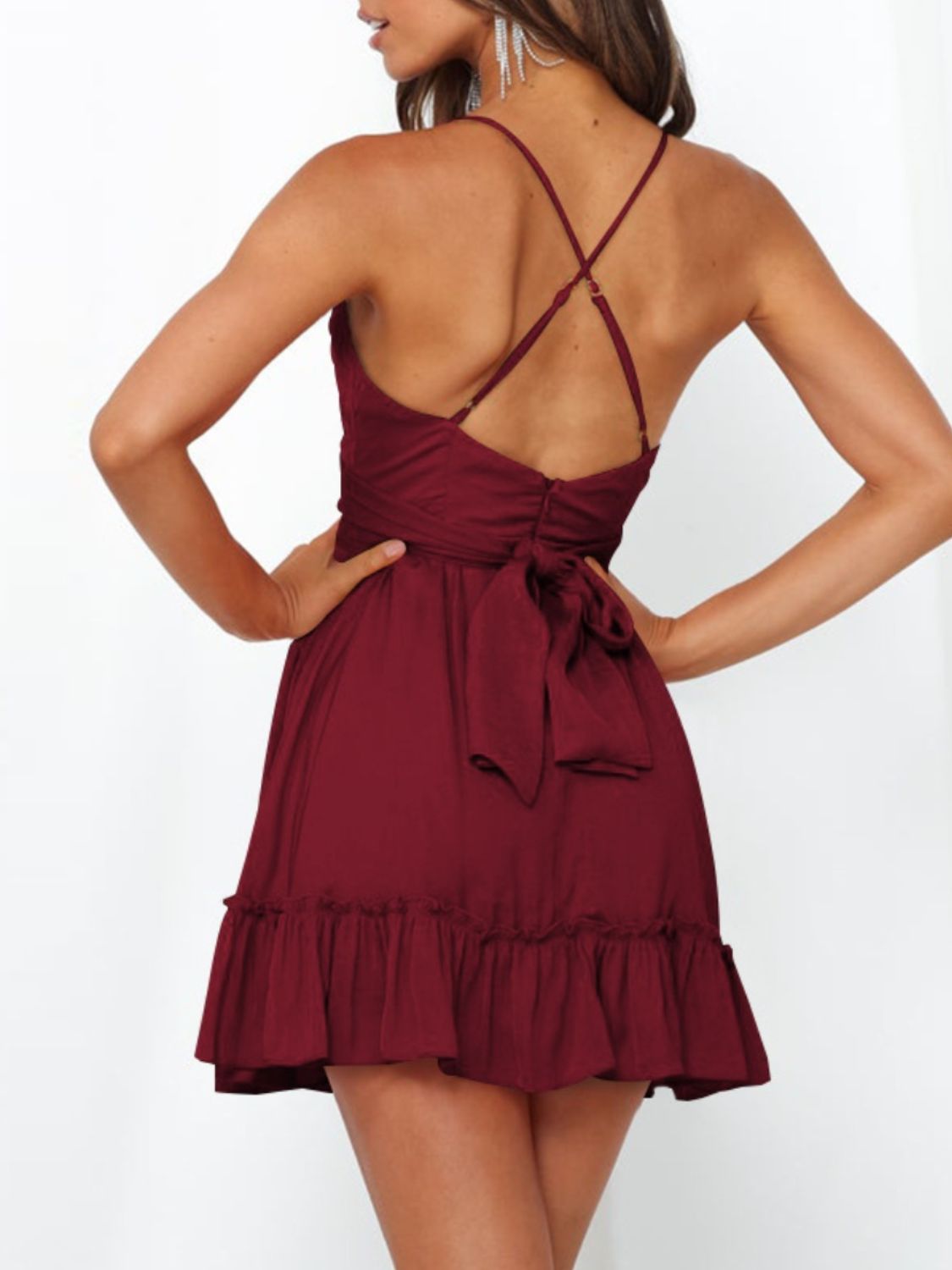 Tied Crisscross Scoop Neck Cami Dress - Dash Trend 