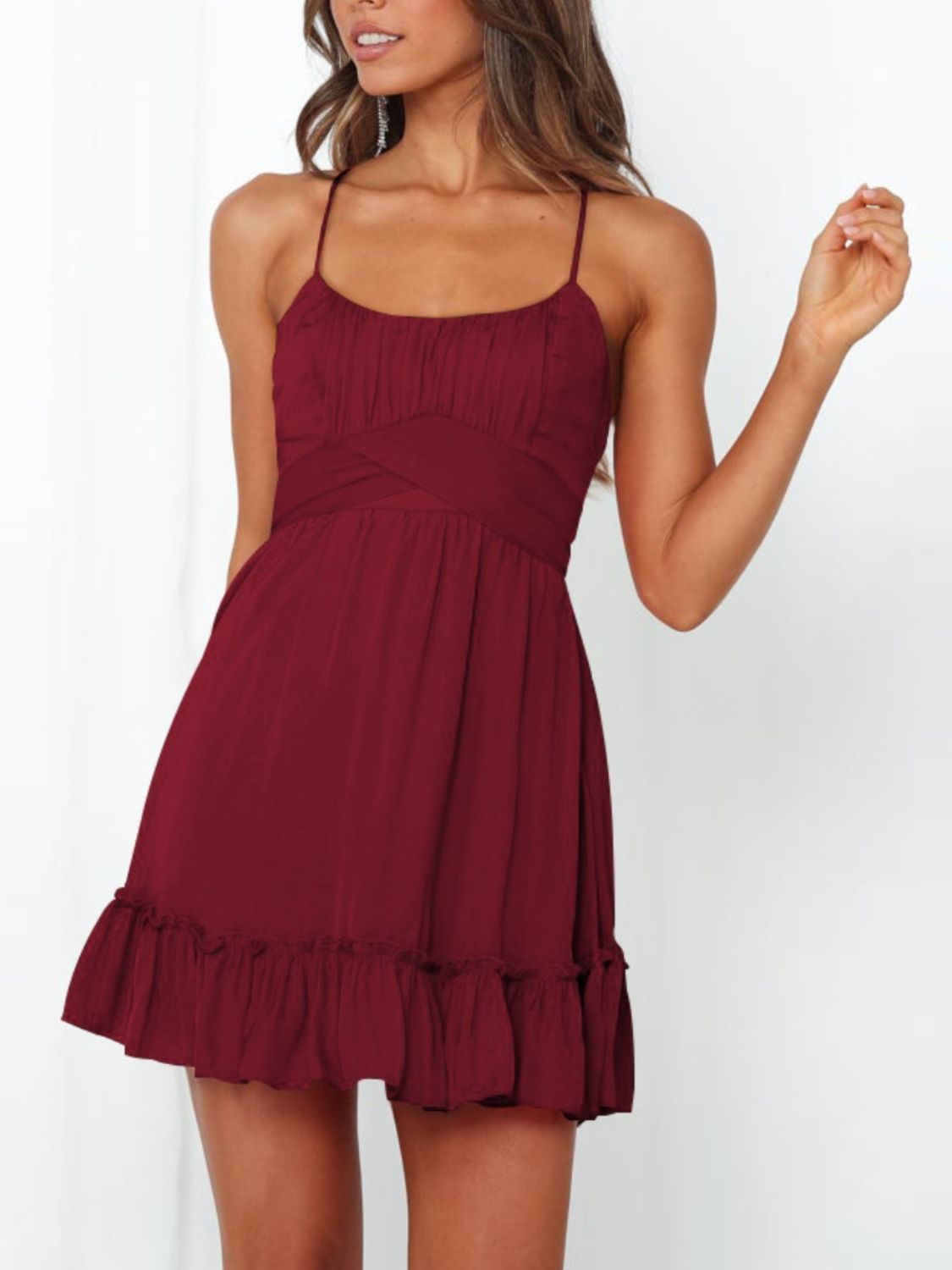 Tied Crisscross Scoop Neck Cami Dress - Dash Trend 