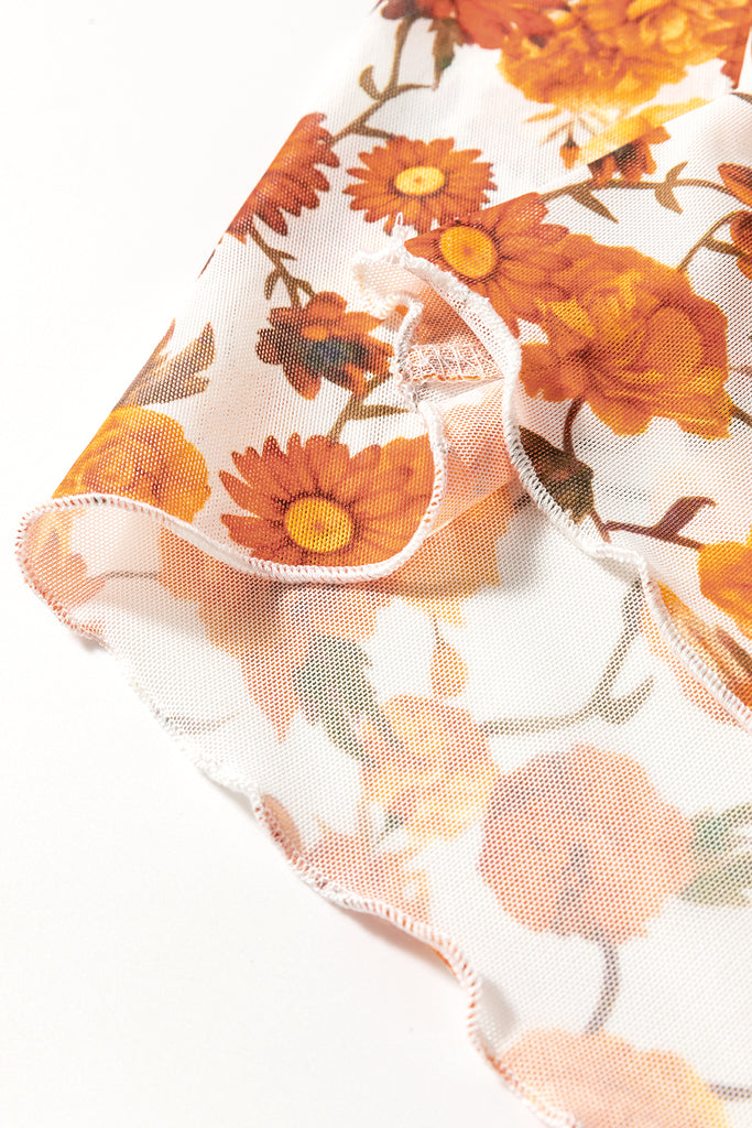 Printed Mock Neck Flare Sleeve Top